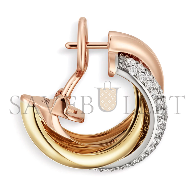 CARTIER TRINITY EARRINGS, CLASSIC MODEL, SEMI-PAVED B8031900